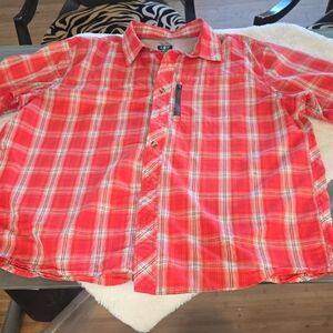 Casual Red Plaid Button-Down Shirt for Men